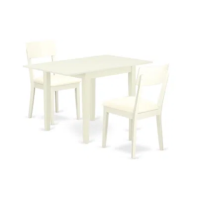 East West Furniture Dining Room Set Linen White, Ndad3-lwh-lc