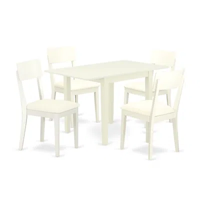 East West Furniture Dining Room Set Linen White, Ndad5-lwh-lc