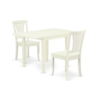 East West Furniture Dining Room Set Linen White, Ndav3-lwh-w