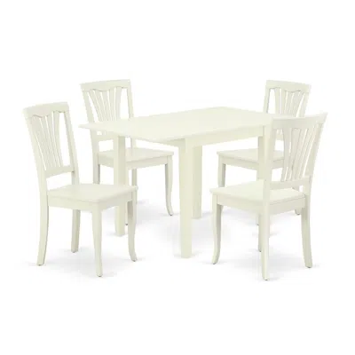 East West Furniture Dining Room Set Linen White, Ndav5-lwh-w