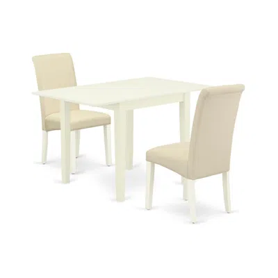 East West Furniture Dining Room Set Linen White, Ndba3-lwh-01 In Neutral
