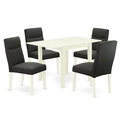 East West Furniture Dining Room Set Linen White, Ndbe5-lwh-20