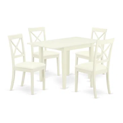 EAST WEST FURNITURE DINING ROOM SET LINEN WHITE, NDBO5-LWH-LC