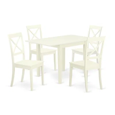 East West Furniture Dining Room Set Linen White, Ndbo5-lwh-lc