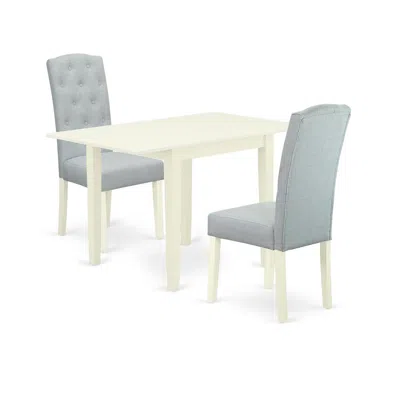 East West Furniture Dining Room Set Linen White, Ndce3-lwh-15 In Gray