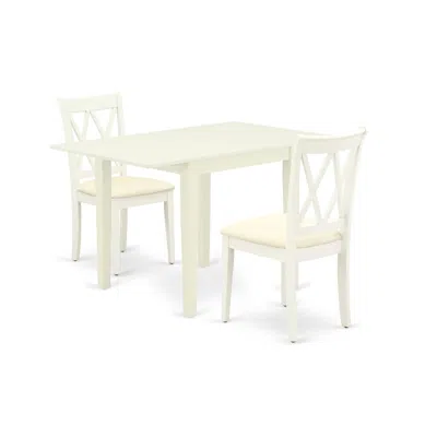 East West Furniture Dining Room Set Linen White, Ndcl3-lwh-c