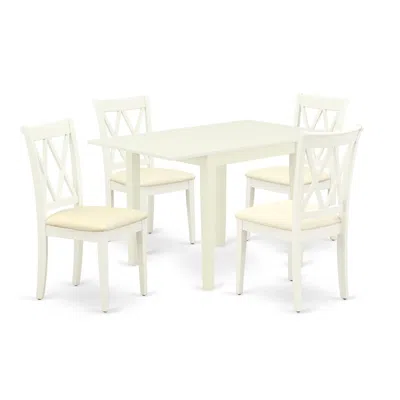 East West Furniture Dining Room Set Linen White, Ndcl5-lwh-c