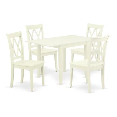 East West Furniture Dining Room Set Linen White, Ndcl5-lwh-w