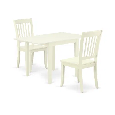 East West Furniture Dining Room Set Linen White, Ndda3-lwh-w