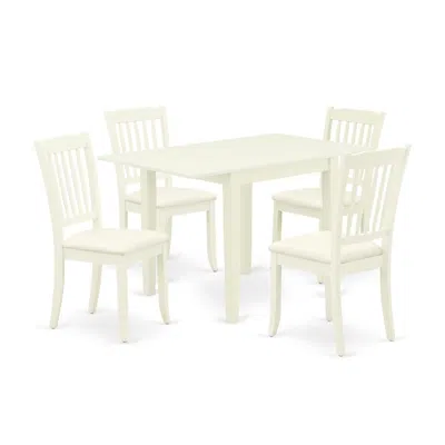 East West Furniture Dining Room Set Linen White, Ndda5-lwh-c
