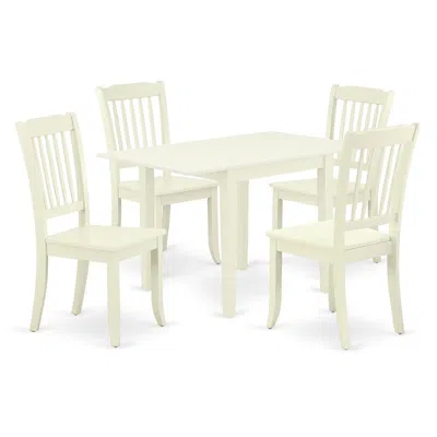 East West Furniture Dining Room Set Linen White, Ndda5-lwh-w In Multi