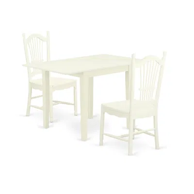 East West Furniture Dining Room Set Linen White, Nddo3-lwh-w In Green