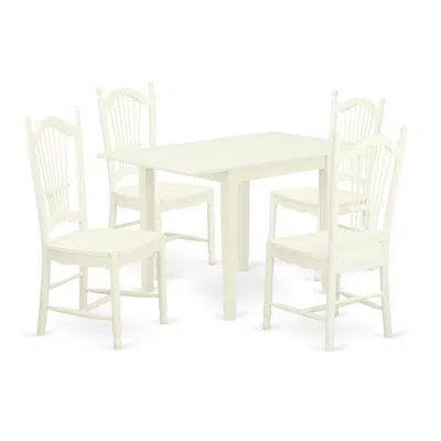 East West Furniture Dining Room Set Linen White, Nddo5-lwh-w