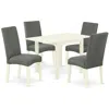 East West Furniture Dining Room Set Linen White, Nddr5-lwh-07