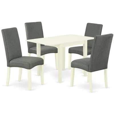 East West Furniture Dining Room Set Linen White, Nddr5-lwh-07 In Gray