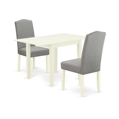 East West Furniture Dining Room Set Linen White, Nden3-lwh-06 In Gray
