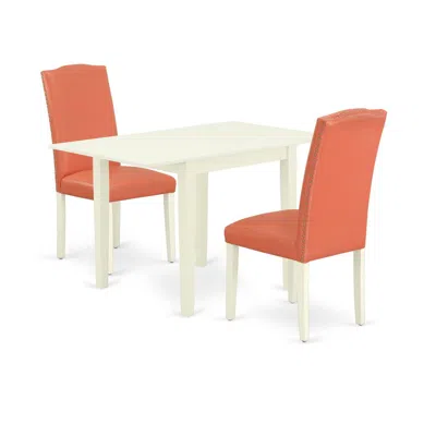East West Furniture Dining Room Set Linen White, Nden3-lwh-78 In Orange