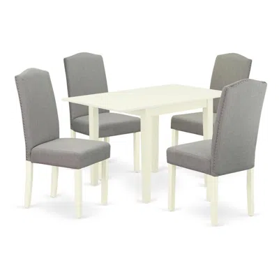East West Furniture Dining Room Set Linen White, Nden5-lwh-06 In Gray