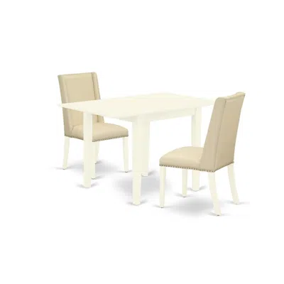 East West Furniture Dining Room Set Linen White, Ndfl3-lwh-01 In Neutral