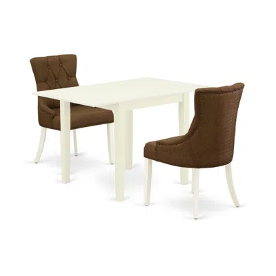 East West Furniture Dining Room Set Linen White, Ndfr3-lwh-18 In Multi