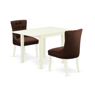 East West Furniture Dining Room Set Linen White, Ndfr3-lwh-19