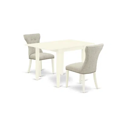 East West Furniture Dining Room Set Linen White, Ndga3-lwh-35 In Gray