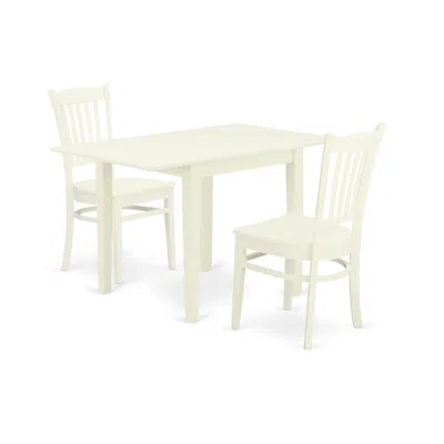 East West Furniture Dining Room Set Linen White, Ndgr3-lwh-w