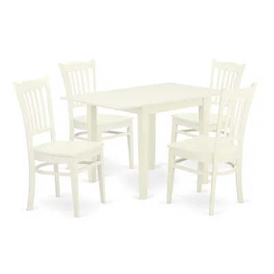 East West Furniture Dining Room Set Linen White, Ndgr5-lwh-w