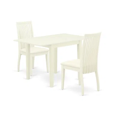 East West Furniture Dining Room Set Linen White, Ndip3-lwh-c