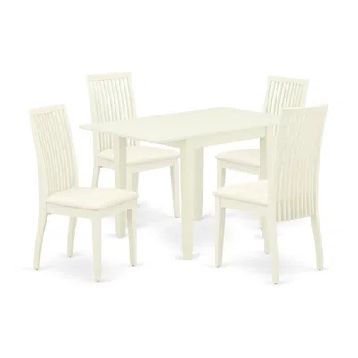 East West Furniture Dining Room Set Linen White, Ndip5-lwh-c In Blue