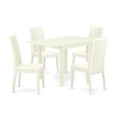 East West Furniture Dining Room Set Linen White, Ndip5-lwh-w
