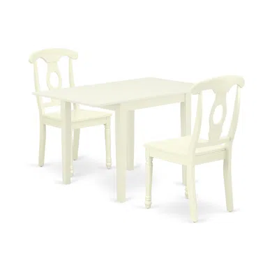 East West Furniture Dining Room Set Linen White, Ndke3-lwh-w