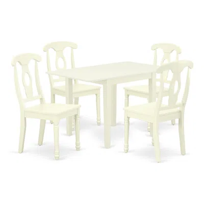 East West Furniture Dining Room Set Linen White, Ndke5-lwh-w