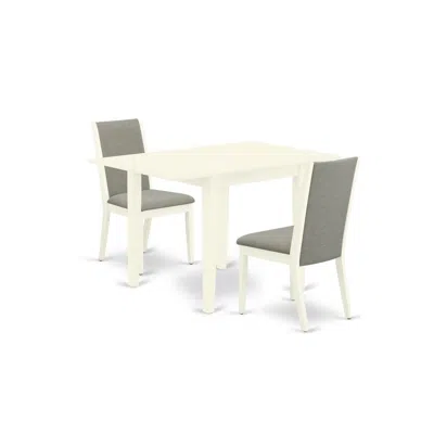East West Furniture Dining Room Set Linen White, Ndla3-lwh-06 In Multi