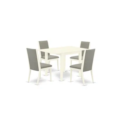 East West Furniture Dining Room Set Linen White, Ndla5-lwh-06 In Gray