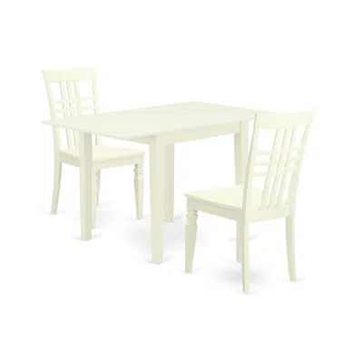 East West Furniture Dining Room Set Linen White, Ndlg3-lwh-w