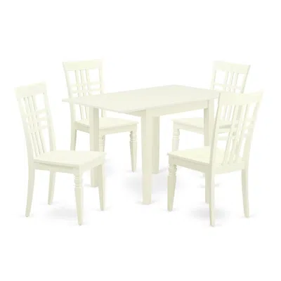 East West Furniture Dining Room Set Linen White, Ndlg5-lwh-w