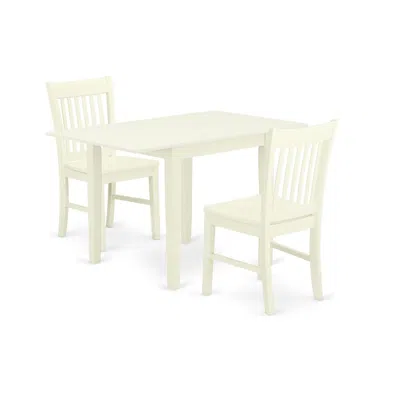 East West Furniture Dining Room Set Linen White, Ndno3-lwh-w