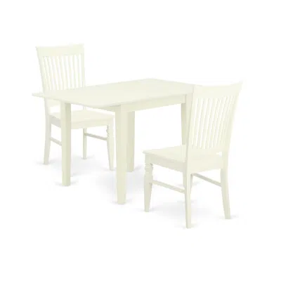 East West Furniture Dining Room Set Linen White, Ndwe3-lwh-w