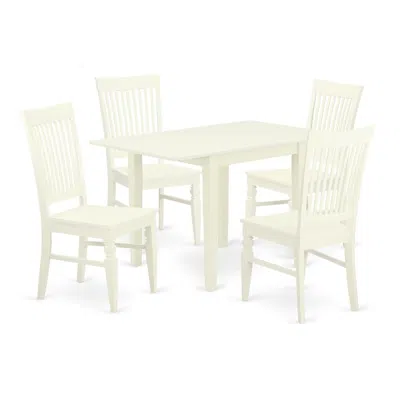East West Furniture Dining Room Set Linen White, Ndwe5-lwh-w In Neutral