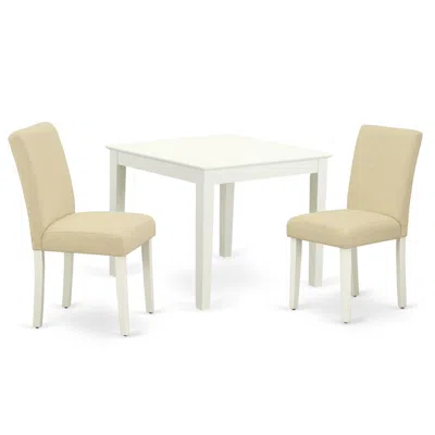 East West Furniture Dining Room Set Linen White, Oxab3-lwh-02 In Brown