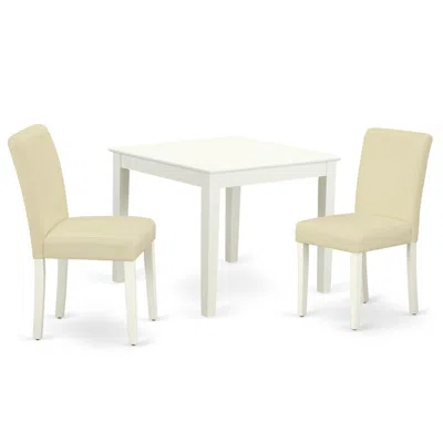 East West Furniture Dining Room Set Linen White, Oxab3-lwh-64 In Gold