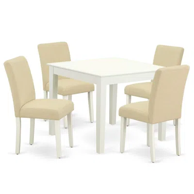 East West Furniture Dining Room Set Linen White, Oxab5-lwh-02 In Multi