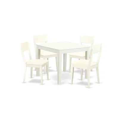 East West Furniture Dining Room Set Linen White, Oxad5-lwh-lc