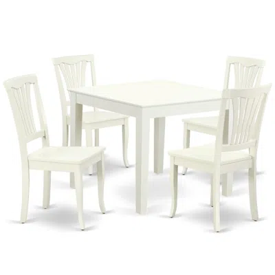 East West Furniture Dining Room Set Linen White, Oxav5-lwh-w