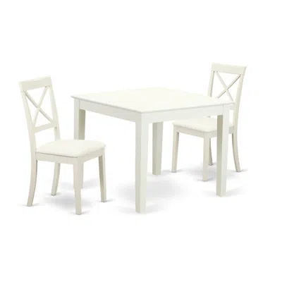 East West Furniture Dining Room Set Linen White, Oxbo3-lwh-lc