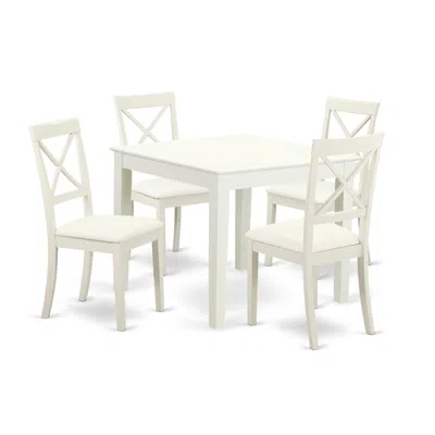 East West Furniture Dining Room Set Linen White, Webo5-lwh-lc