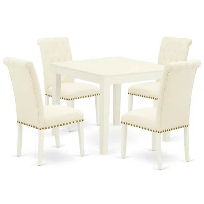 East West Furniture Dining Room Set Linen White, Oxbr5-lwh-02 In Neutral