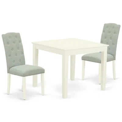 East West Furniture Dining Room Set Linen White, Oxce3-lwh-15 In Brown