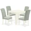 East West Furniture Dining Room Set Linen White, Oxce5-lwh-15